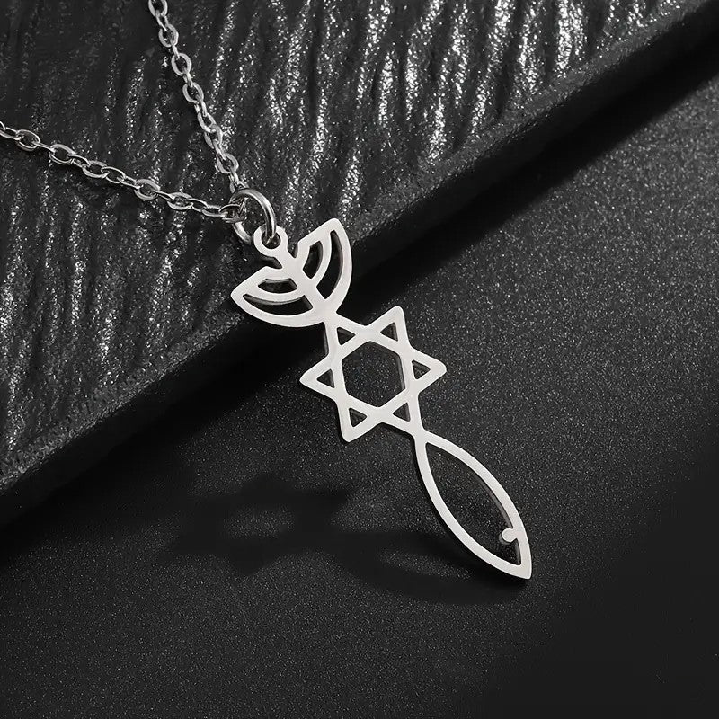 Discover the Symbolism Behind Our New 1pc Stainless Steel Star of David Fish Pendant Necklace at Madmang.com