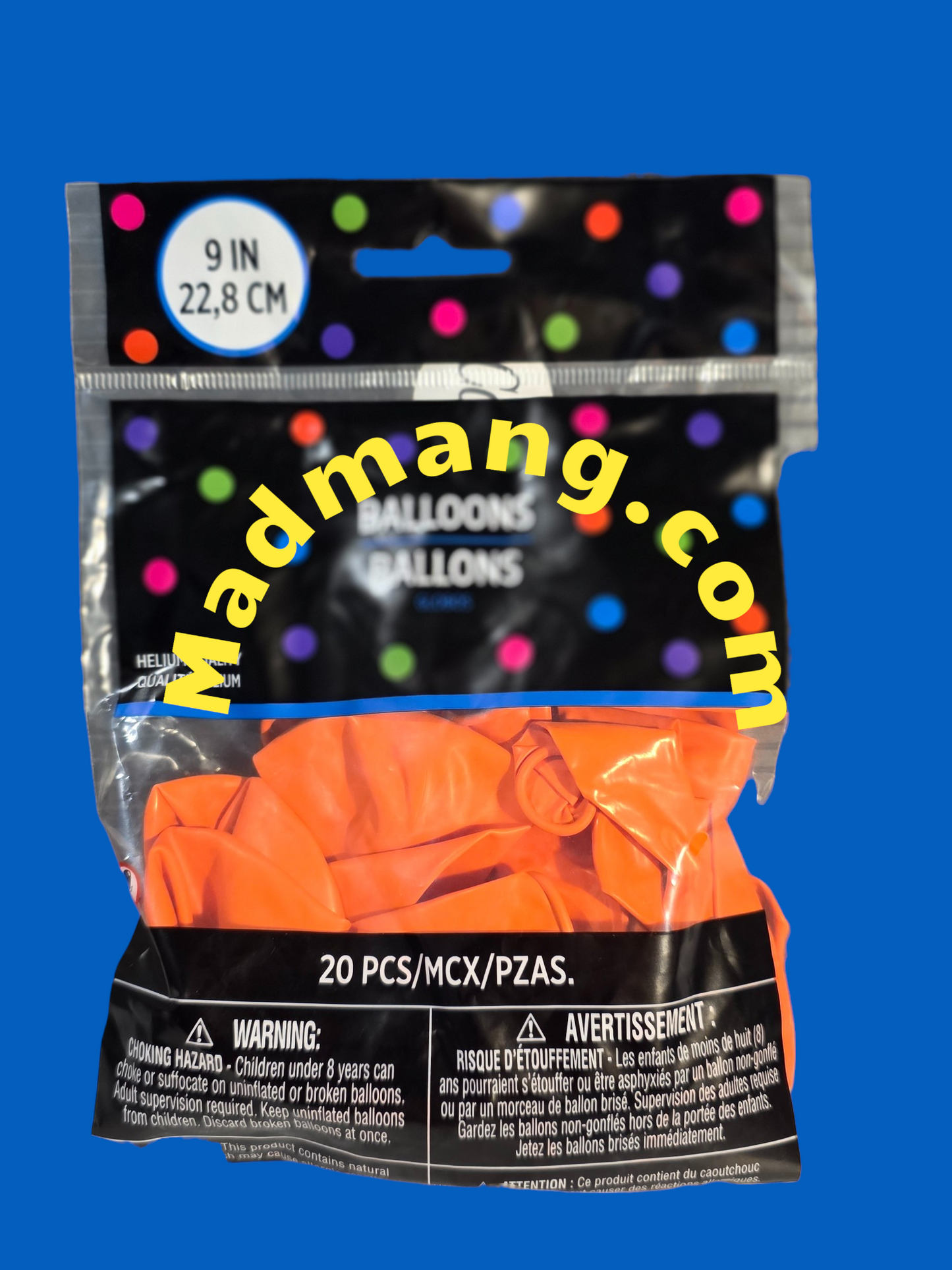 Balloon orange 9-inch helium quality 20 per pack