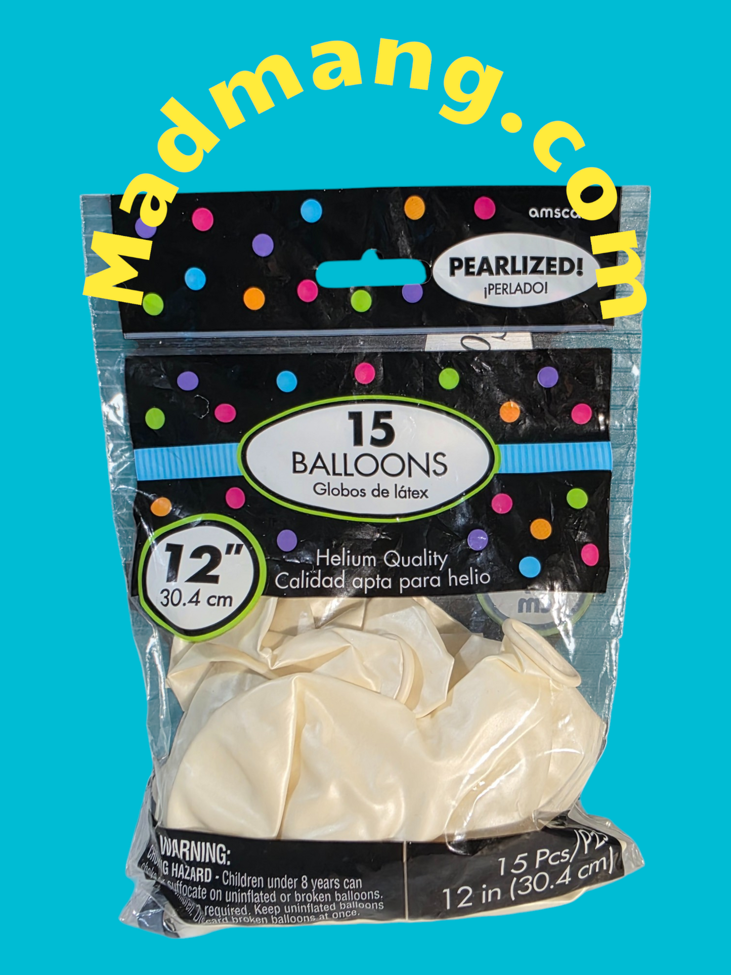 Balloon whites 12inch helium quality 15 per pack