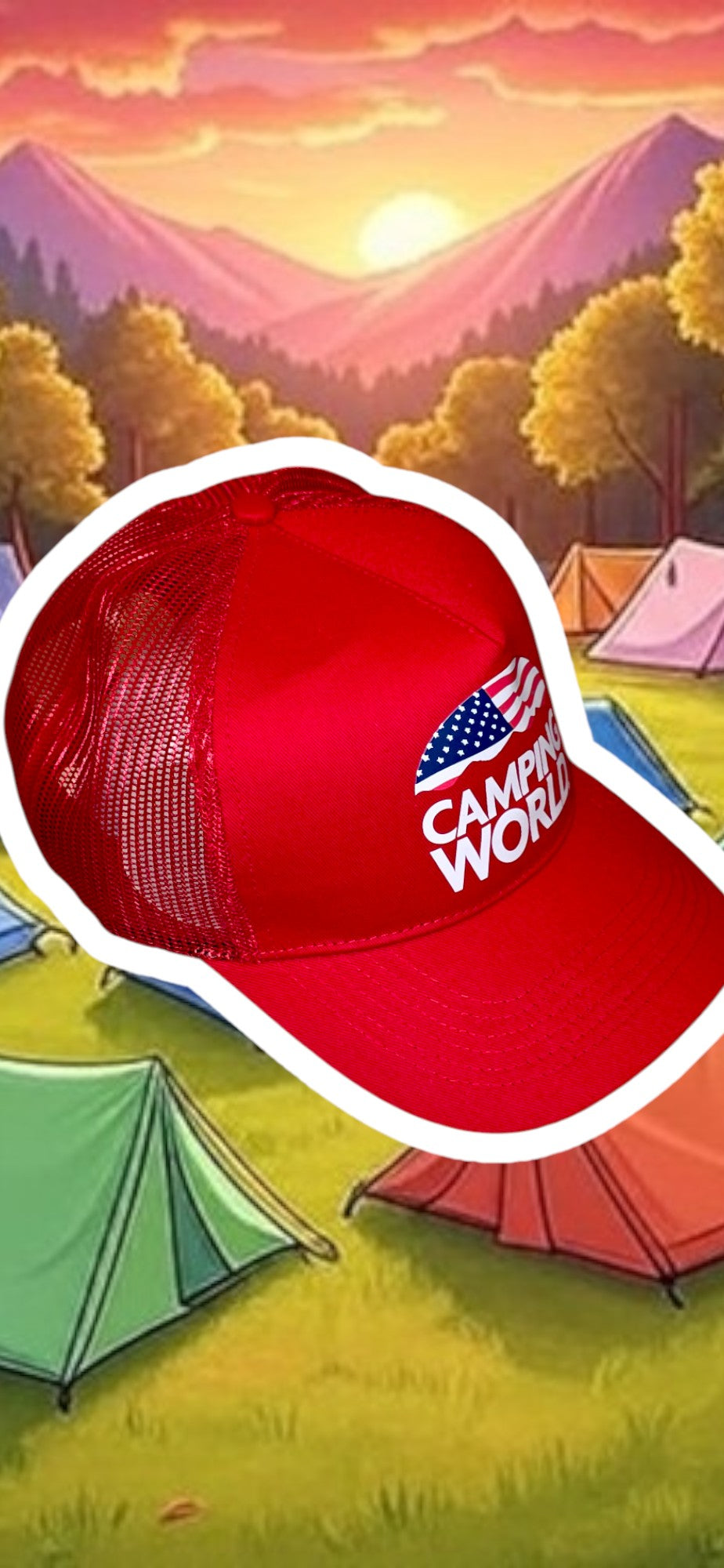 Baseball Cap, Hat, "Camping World" Red
