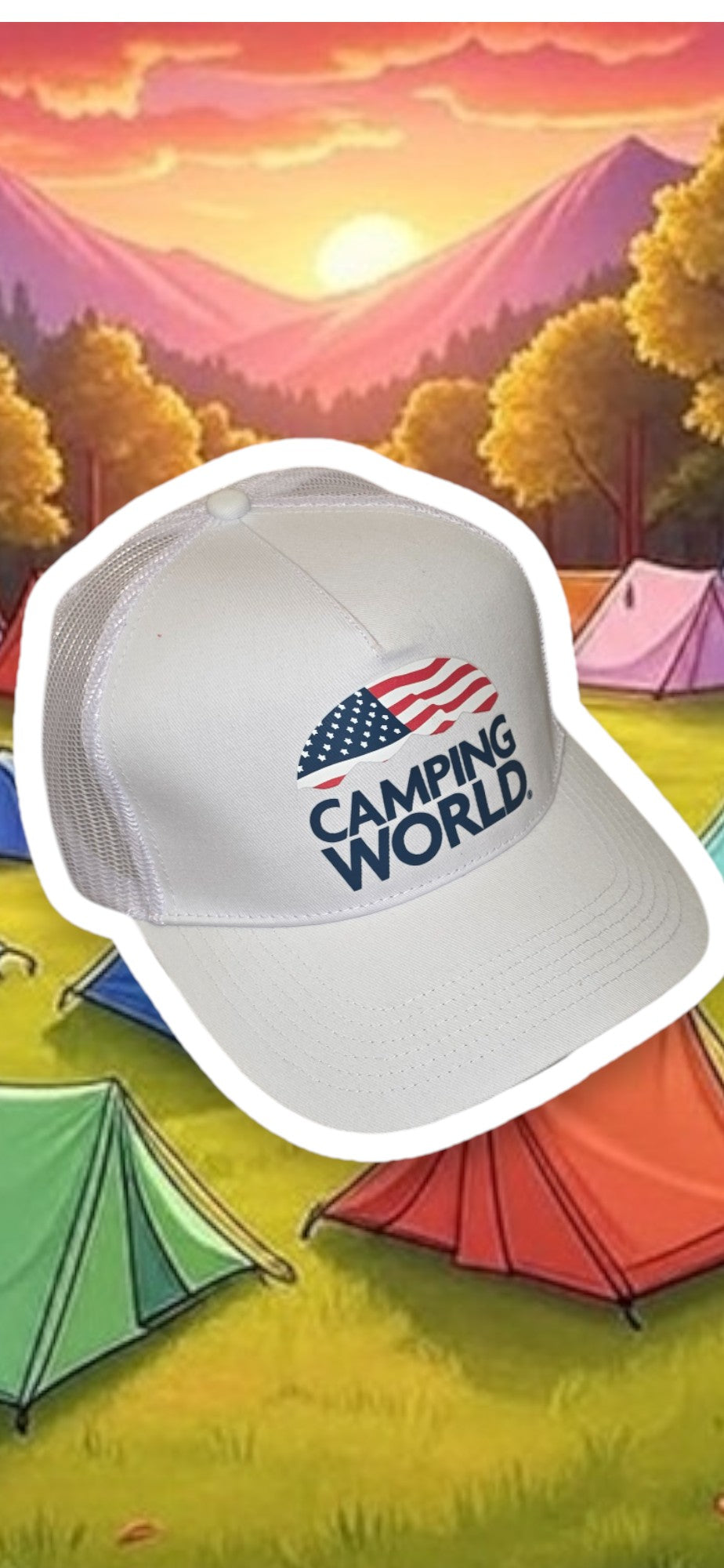 Baseball Cap, Hat, "Camping World" White