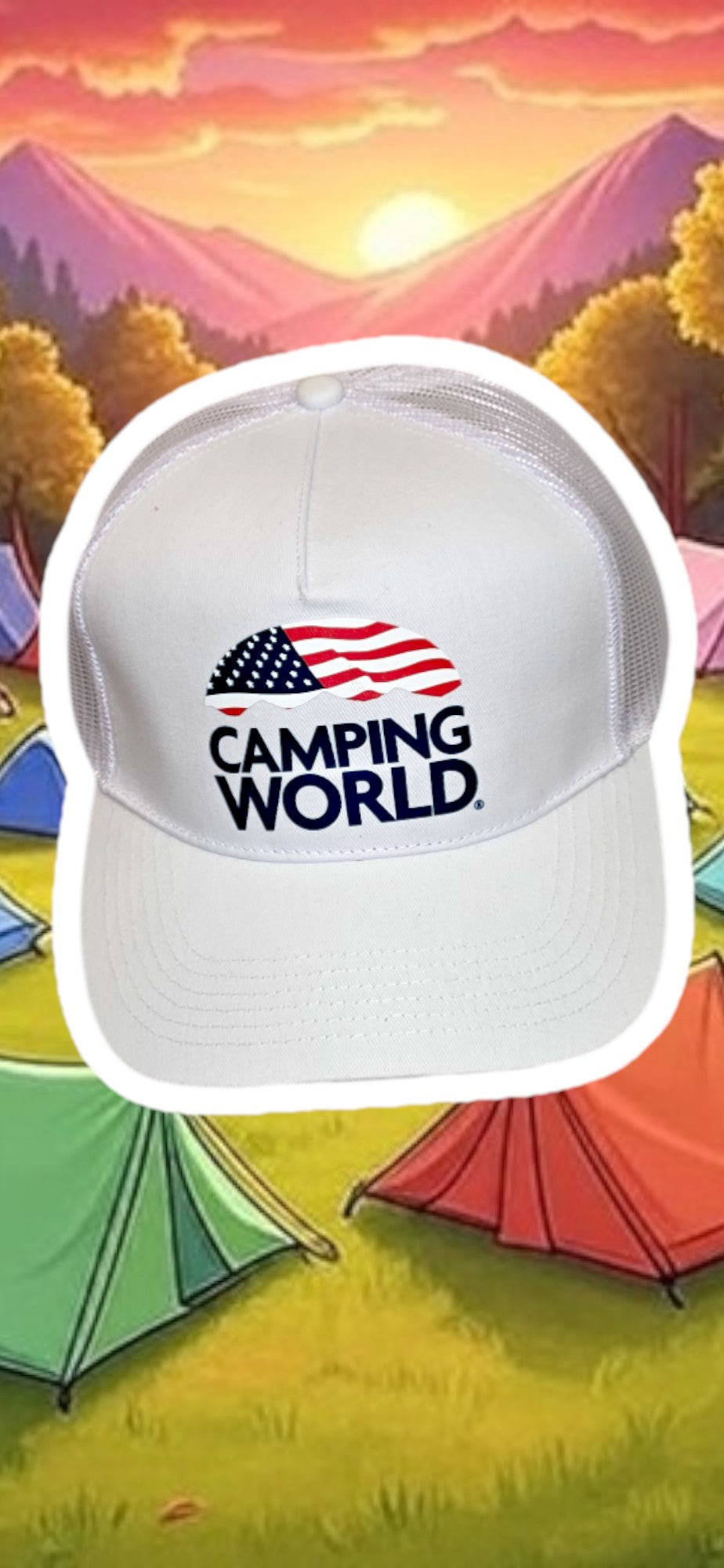 Baseball Cap, Hat, "Camping World" White
