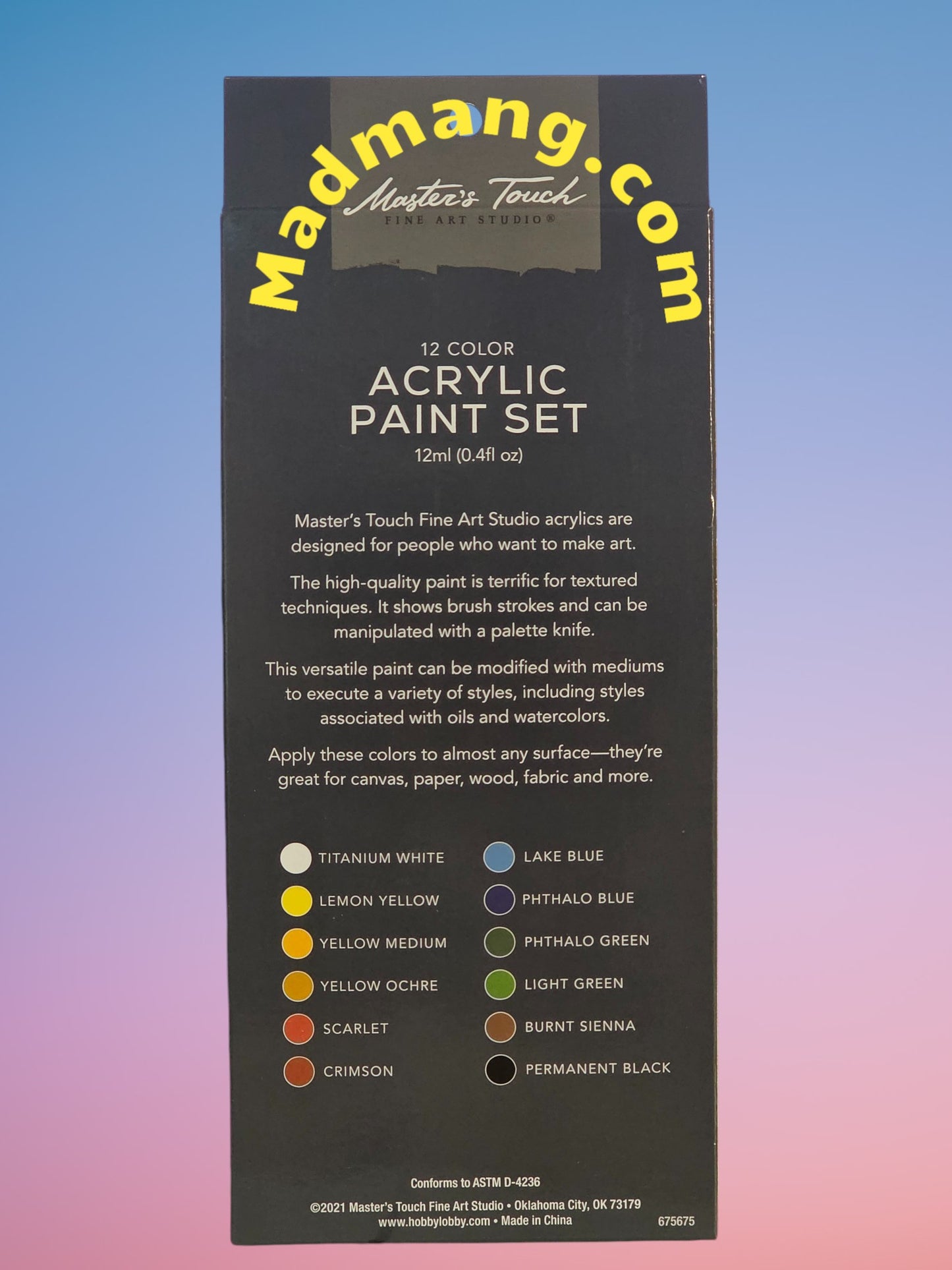 C-106-Acrylic paint pots 12pk .4oz 12 pc