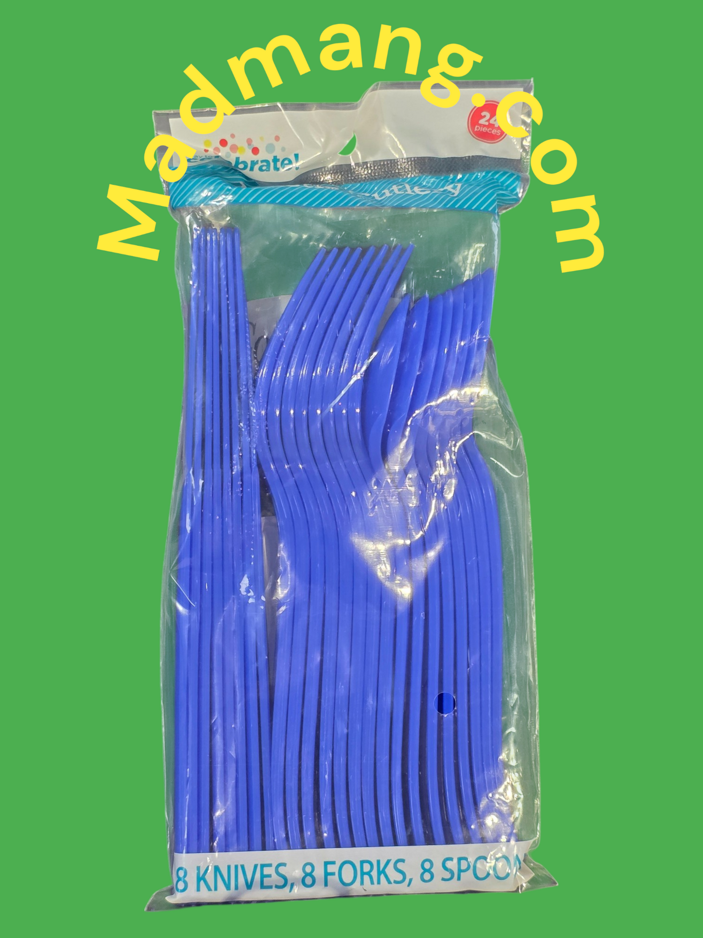 COMBO UTENSILS BLUE 8 each, fork,knife, spoon