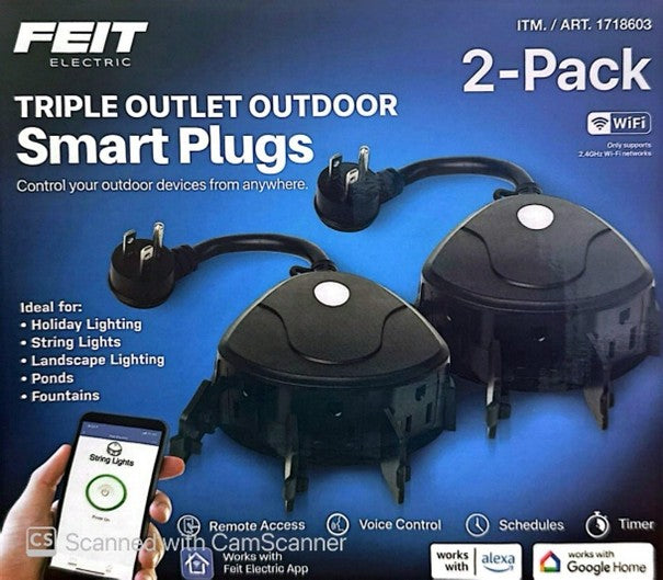 F-112 Triple outlet outdoor smart plug 2 pk