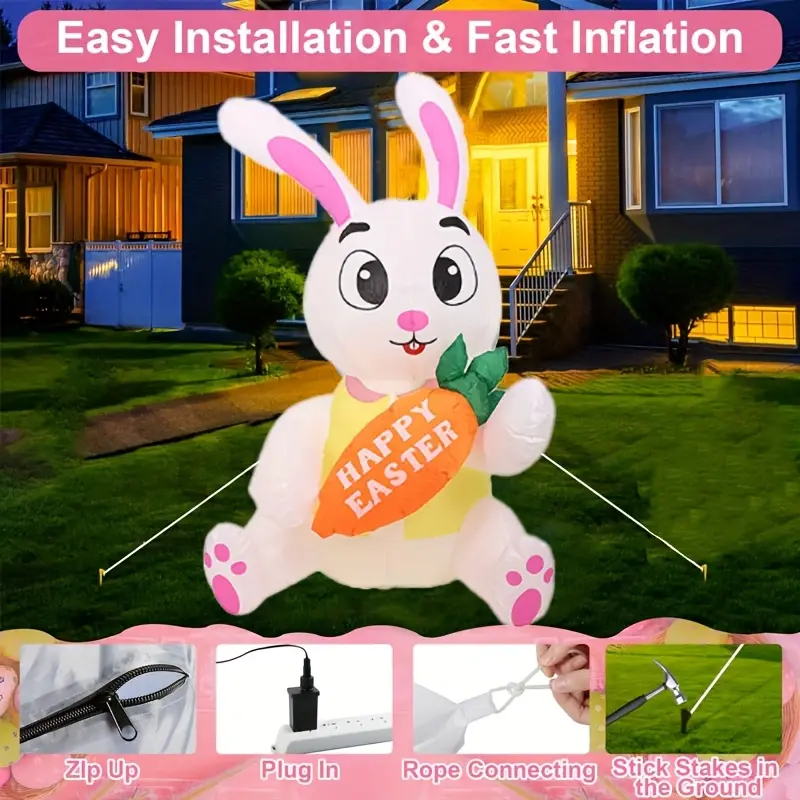 H-101- 4.6ft Easter Inflatable Bunny with LED Light