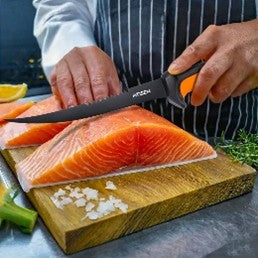 # F-101- 7-Piece Fish Knife Set - Bait Knife, Luya Tongs, Knife Sharpener, Anti-loss Stretch Rope, Fishing Line Clippers, Knife Sharpener - Stainless Steel - For Outdoor Camping, Fishing, Hiking - Perfect Gift for Men & Fishing Enthusiasts #F101