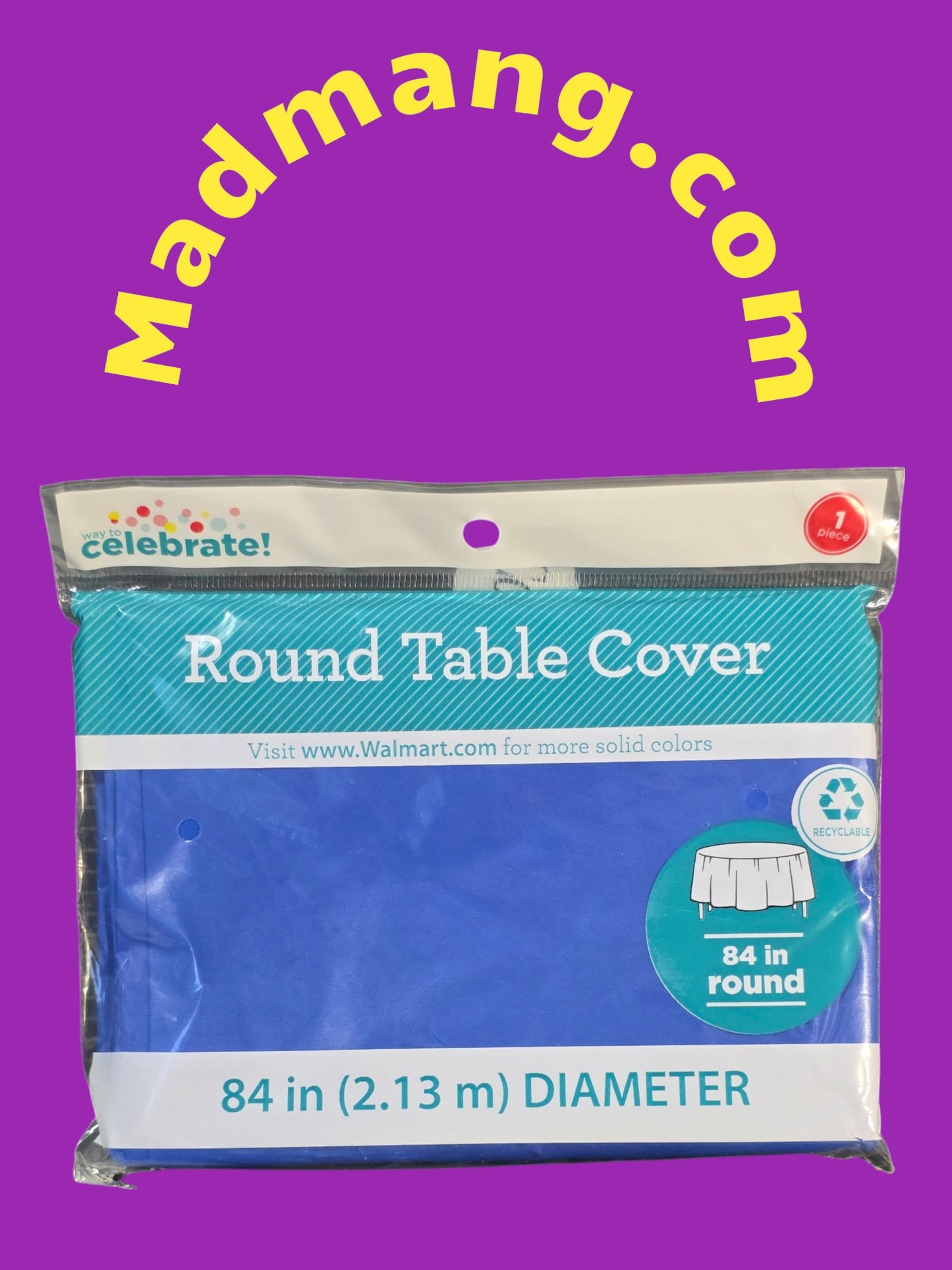 TABLE COVER ROUND BLUE 84 INCH PK1