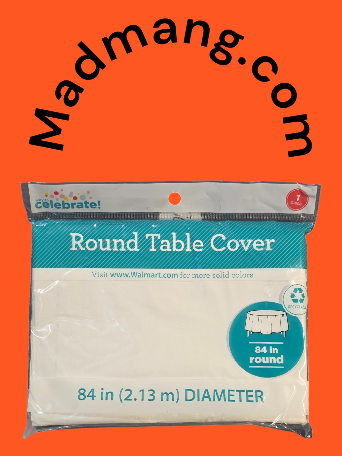 TABLE COVER ROUND WHITE 84 INCH PK1
