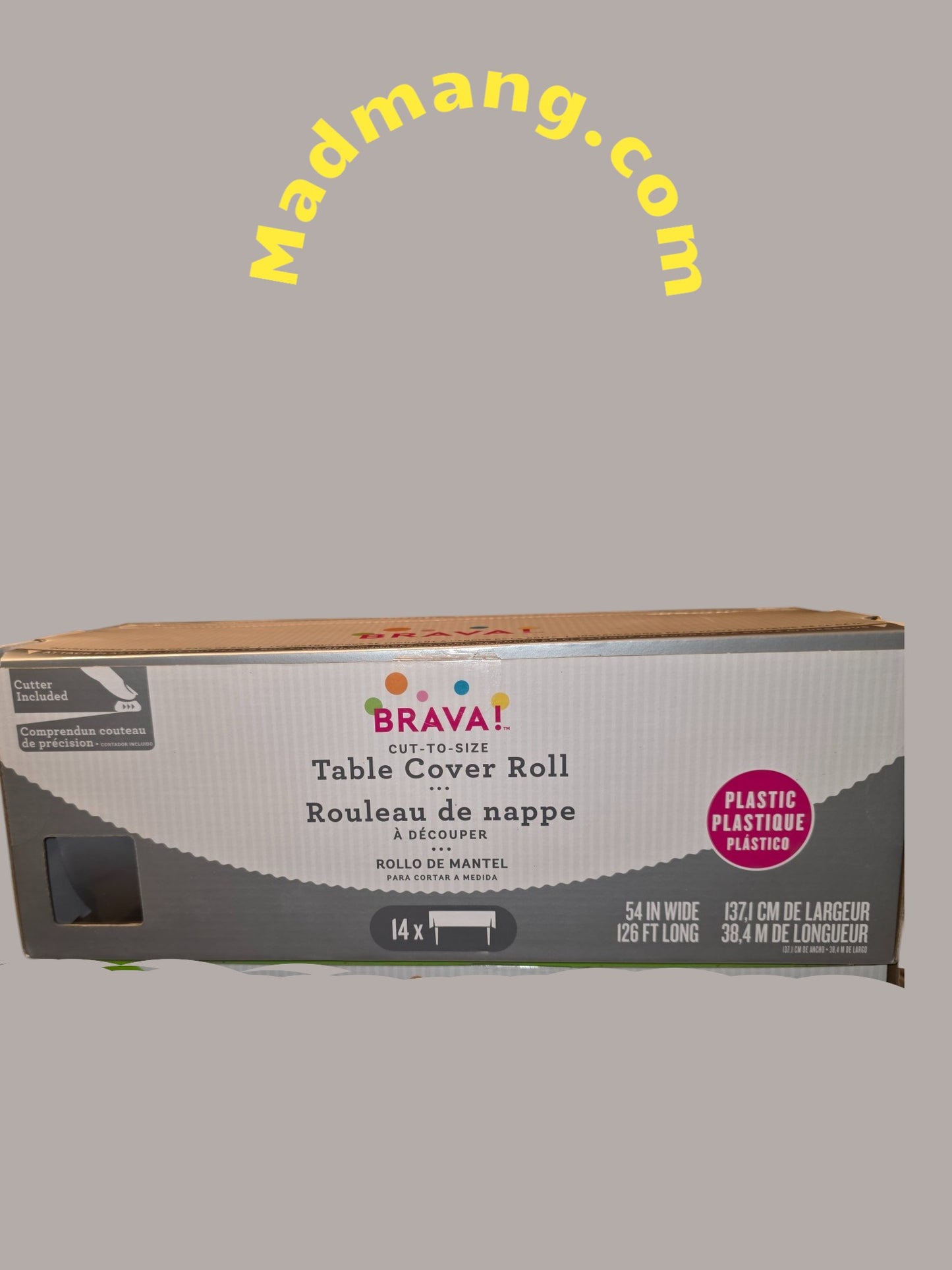 Tw-140-Box-Gray- Brava Table Cover Role 54 Inches Wide, 126 FT Long