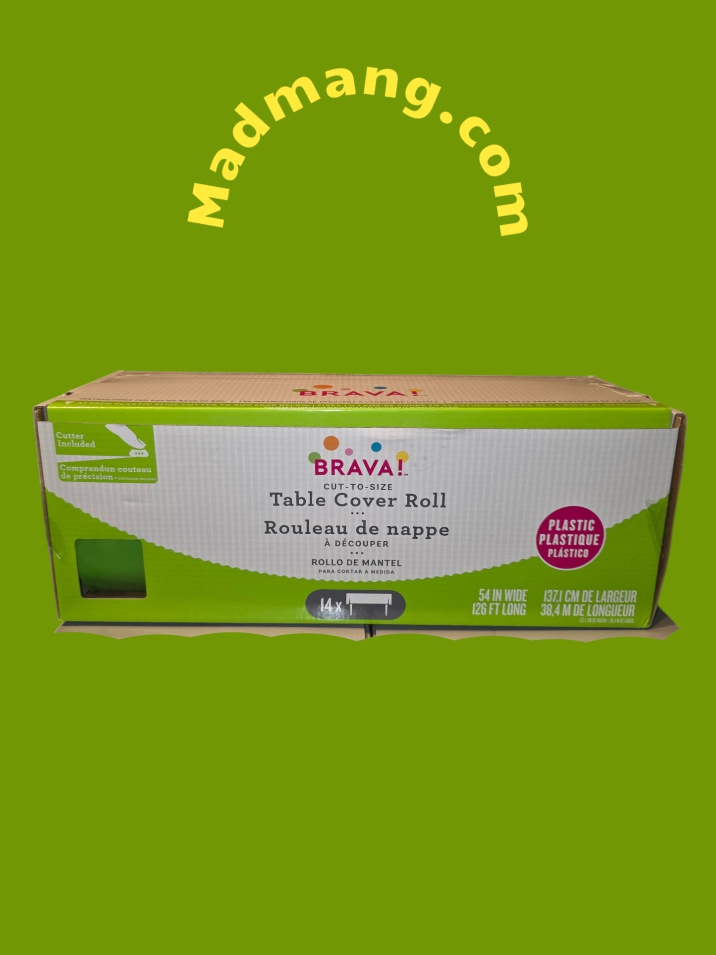 Tw-140-Box-Green- Brava Table Cover Role 54 Inches Wide, 126 FT Long