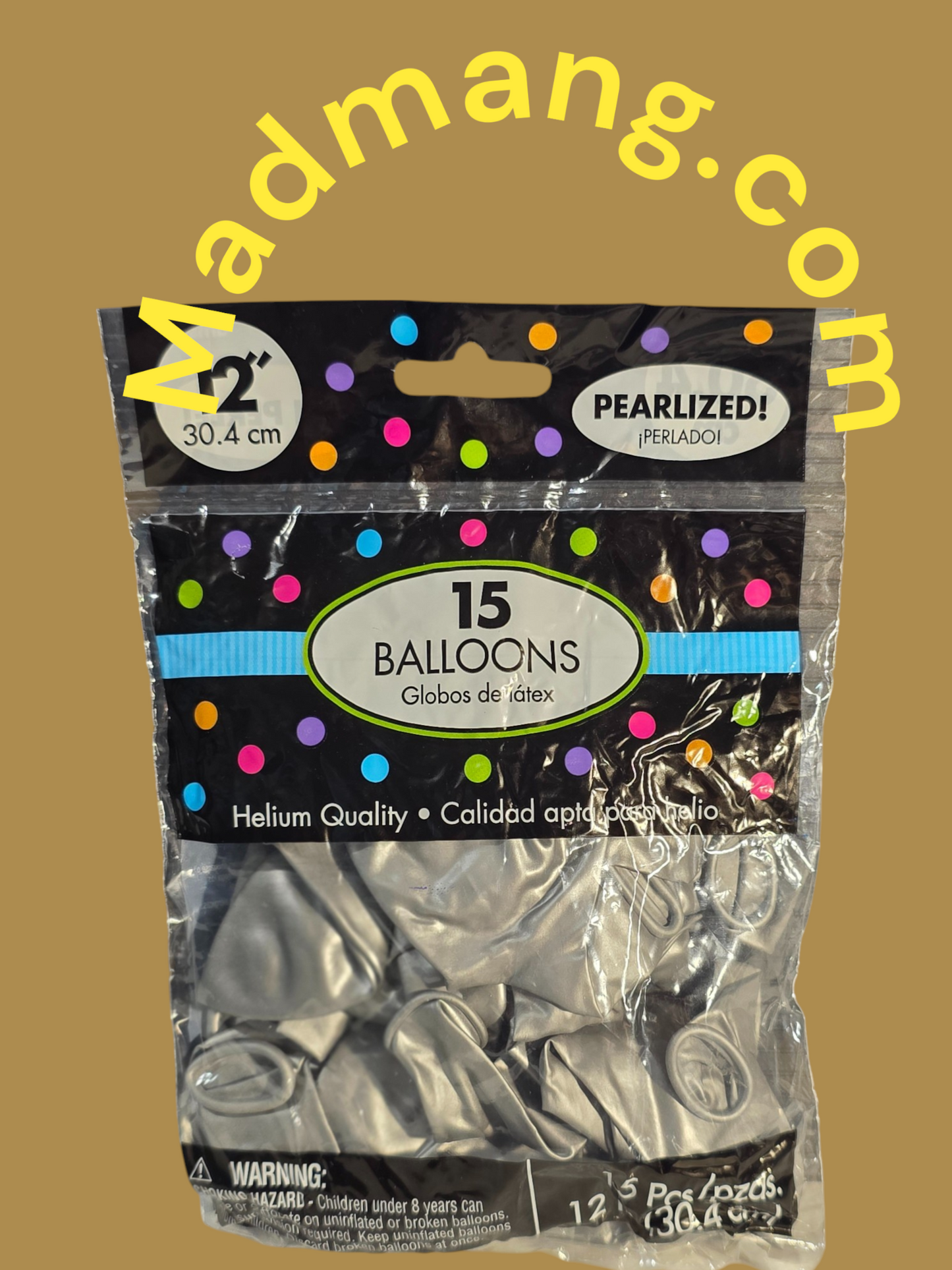 Balloon grey 12-inch helium quality 15 per pack
