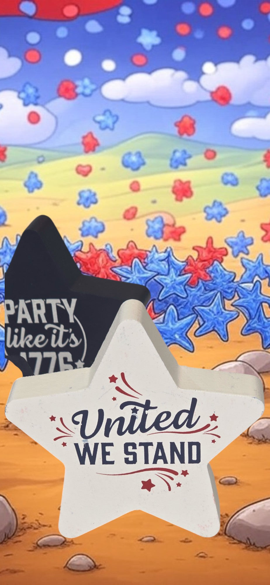 Patriotic Wooden Star "United we Stand"