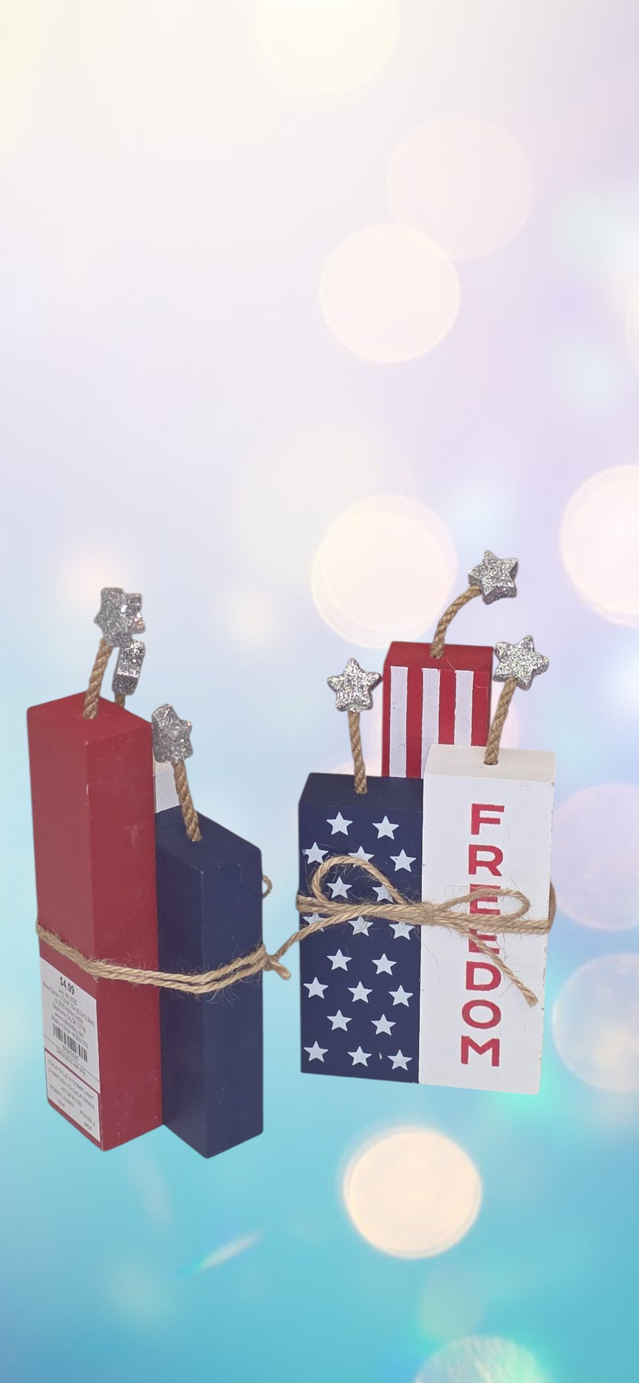 Fourth of July Decorative Wooden Candles for Tabletop