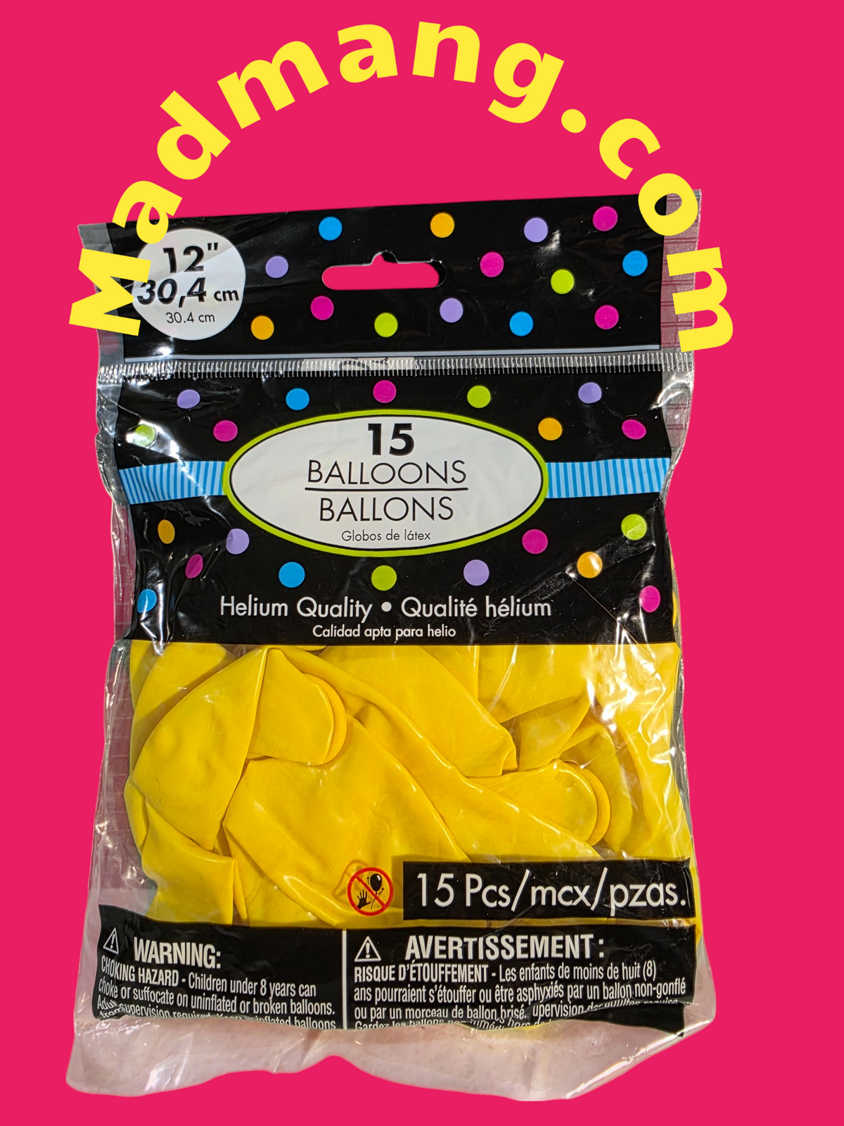 Balloon yellow 12-inch helium quality 15 per pack