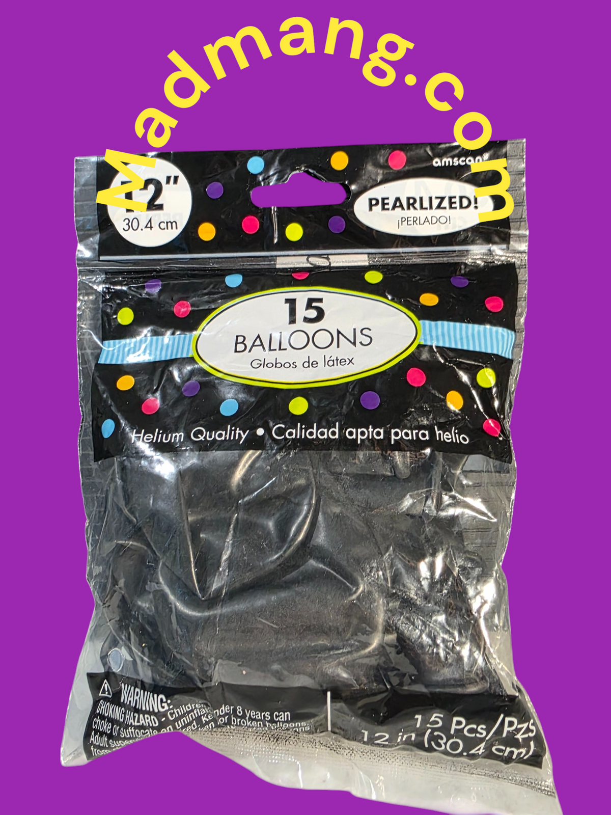 Balloon black 12inch helium quality 15 per pack