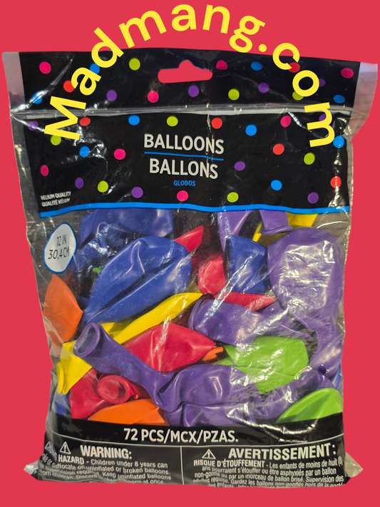 Balloon multicolored 12-inch large bag helium quality 72 per pack