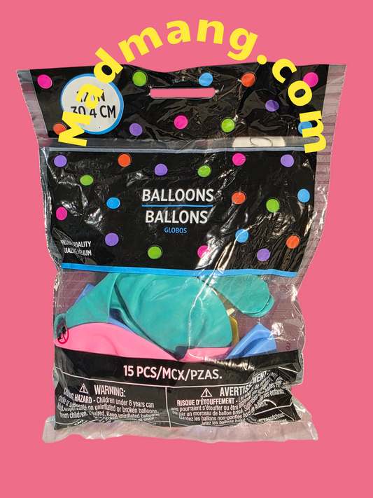Balloon multicolored 12inch helium quality 15 per pack