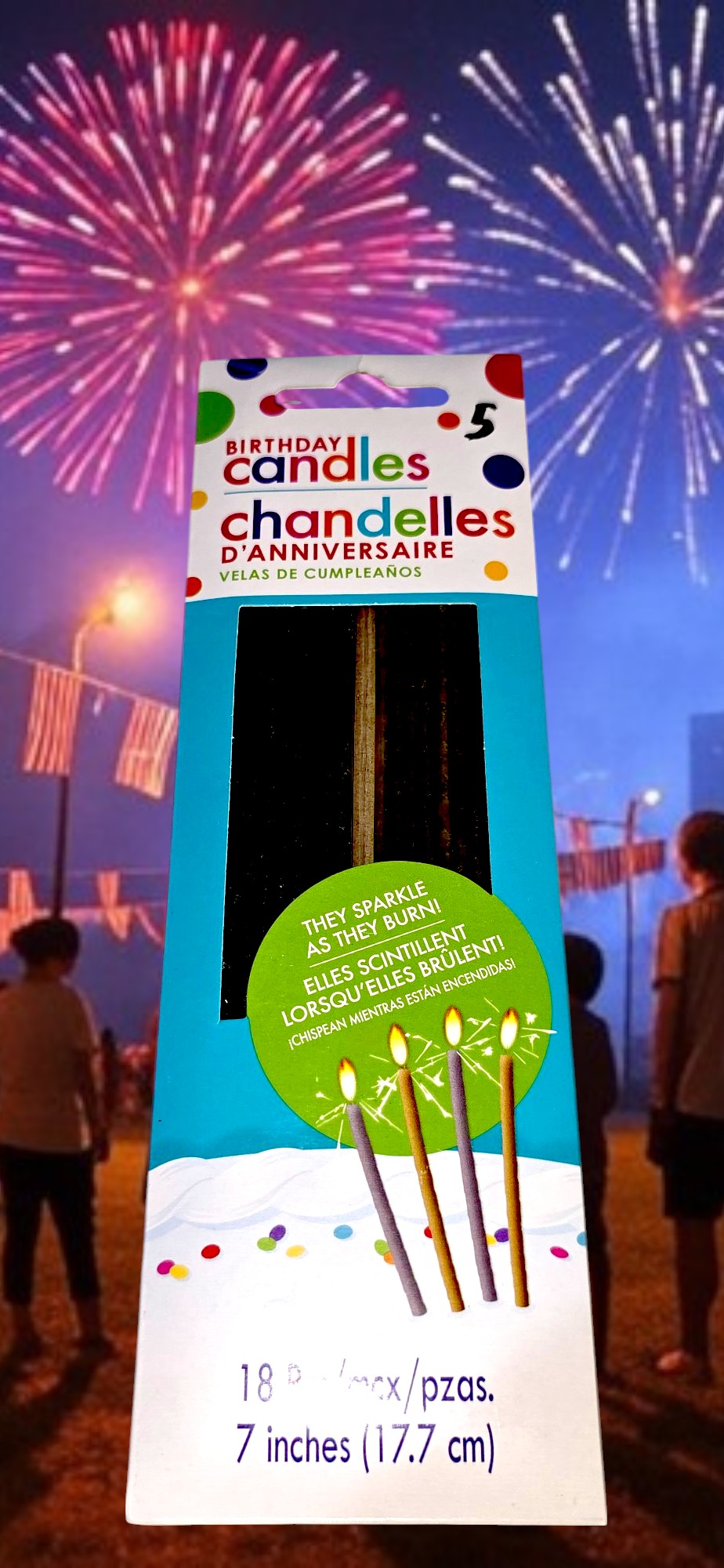 CANDLE, 7 INCH 24 PC SPARKLING CANDLES #5
