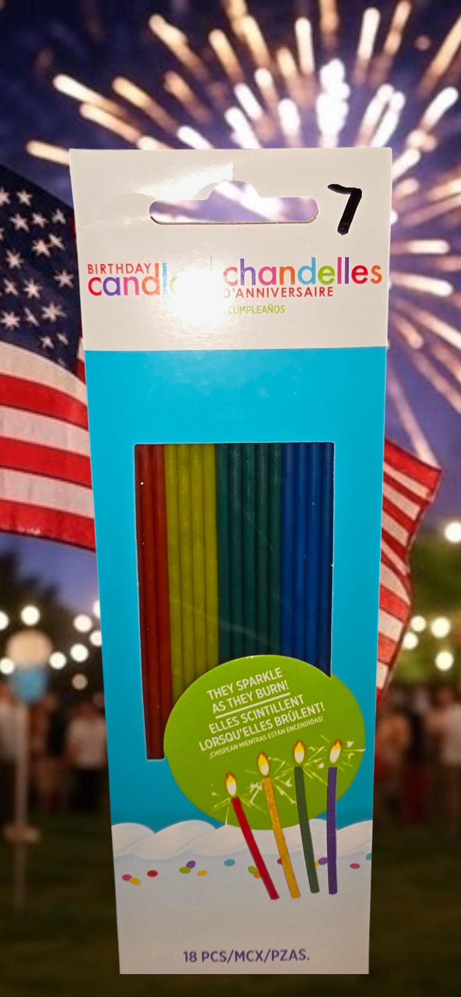 CANDLE 7 INCH MULTICOLORED SPARKLE WHEN THEY BURN #7