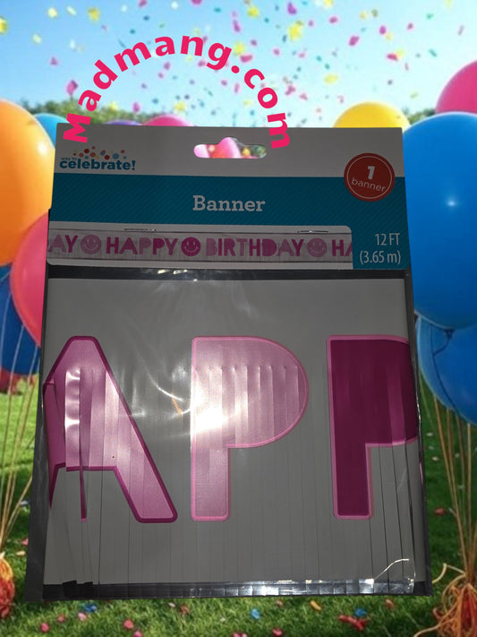 Banner Happy Birthday Pink