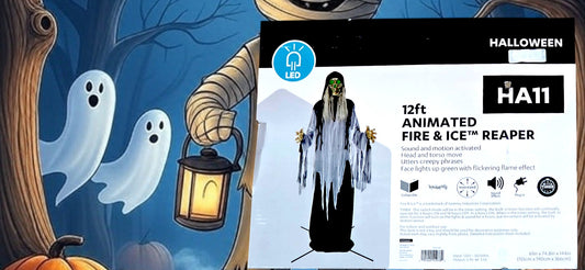 12 ft, Fire and Ice Reaper, Lawn Decoration, Spooky Halloween