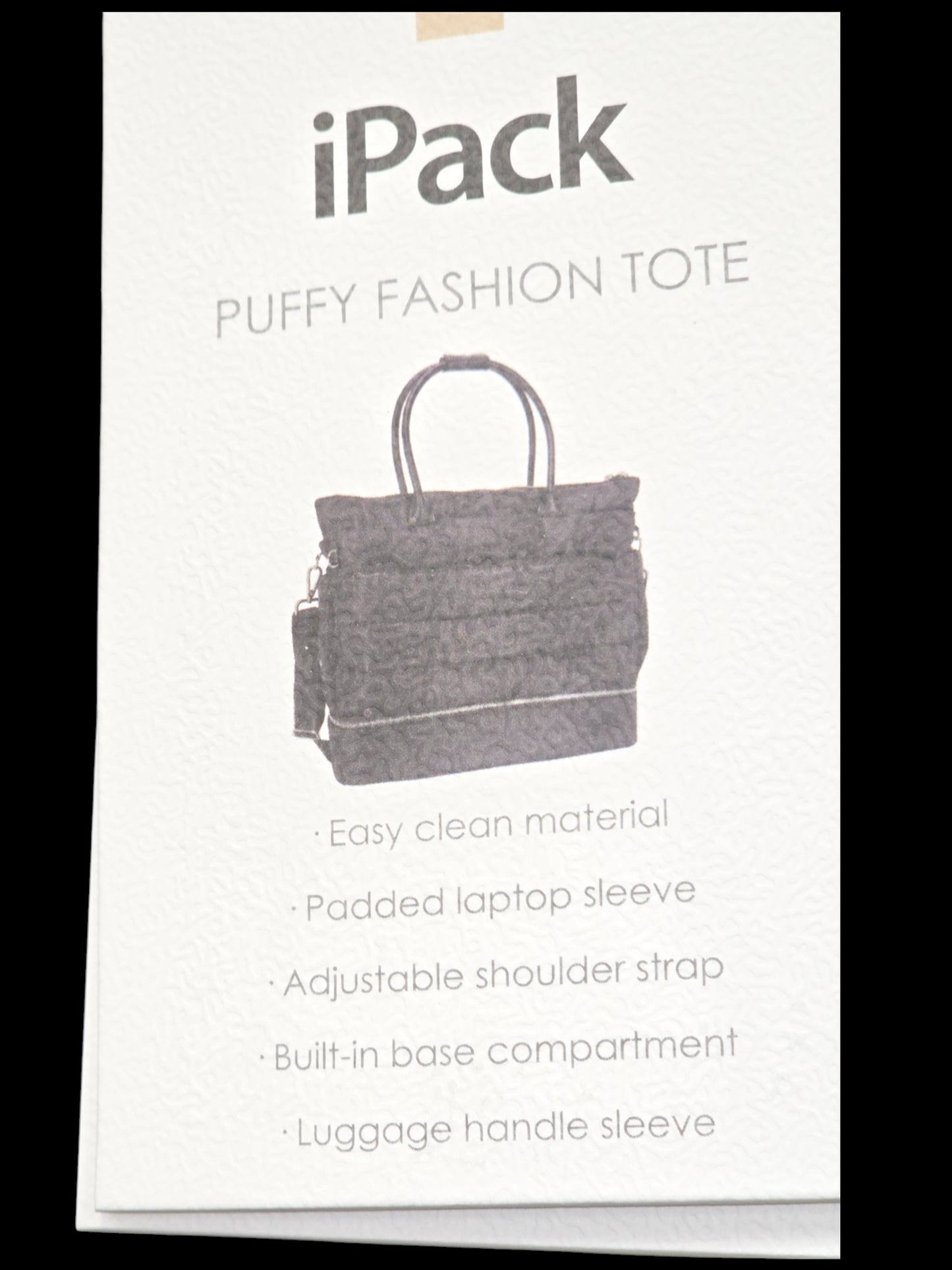 LCL-103BLK-I-Pak Puffy Fashion Tot for Laptop Sleave