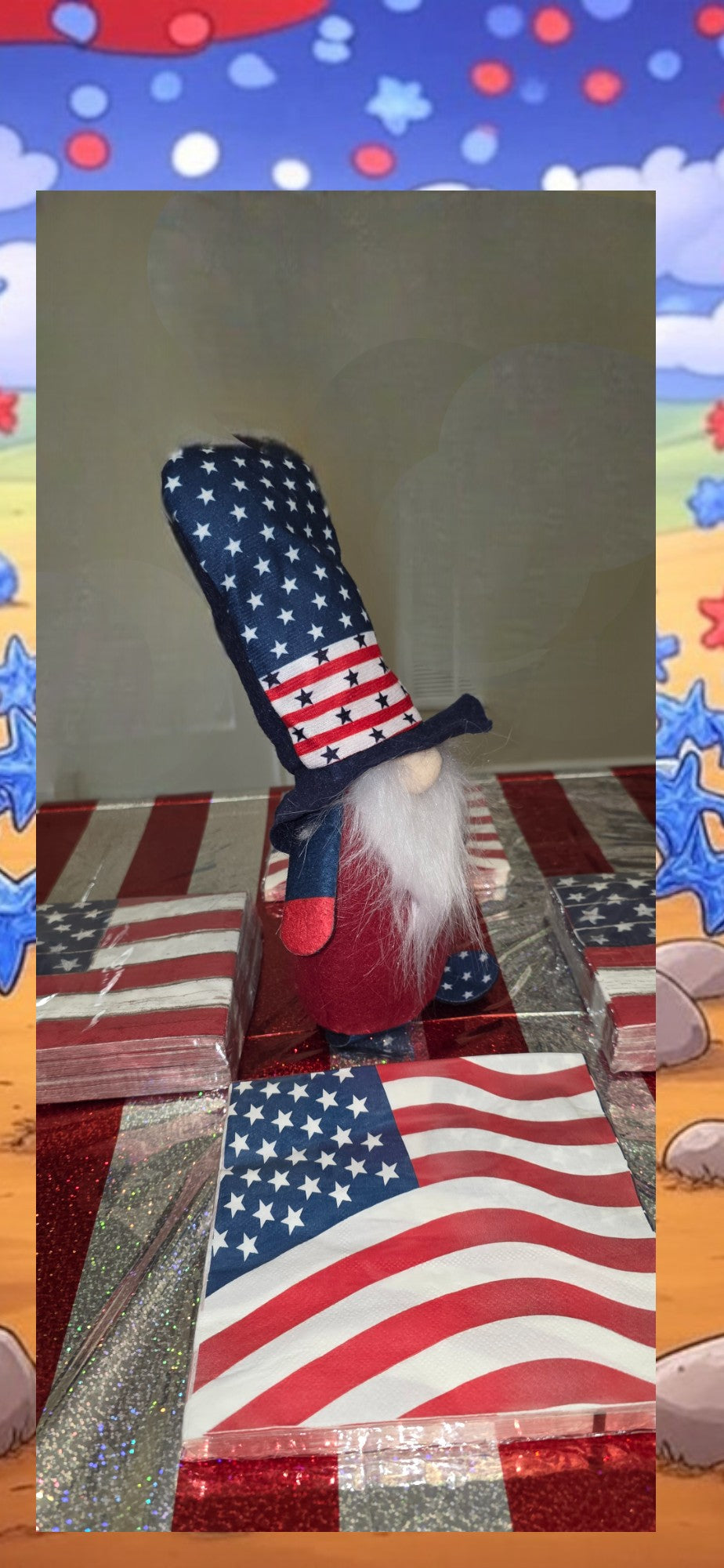 Patriotic,Fury Gnome, Red white and Blue