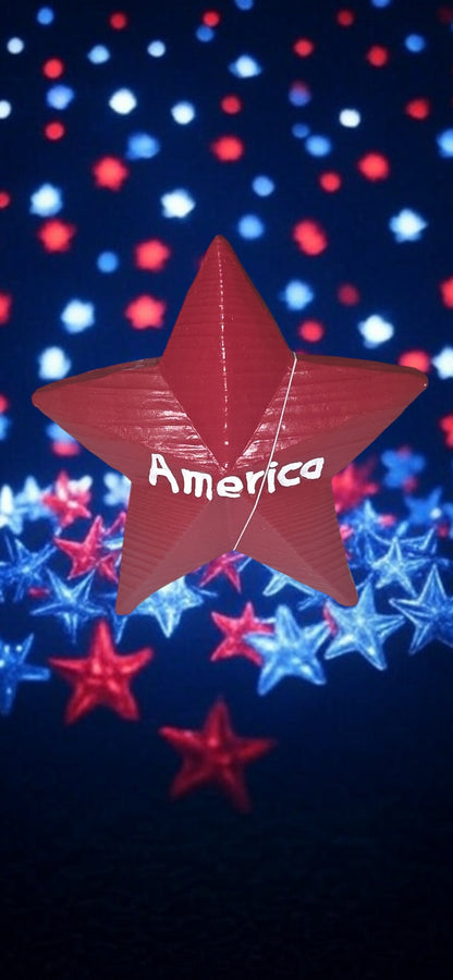 Patriotic Wooden Star Decoration "Red America"