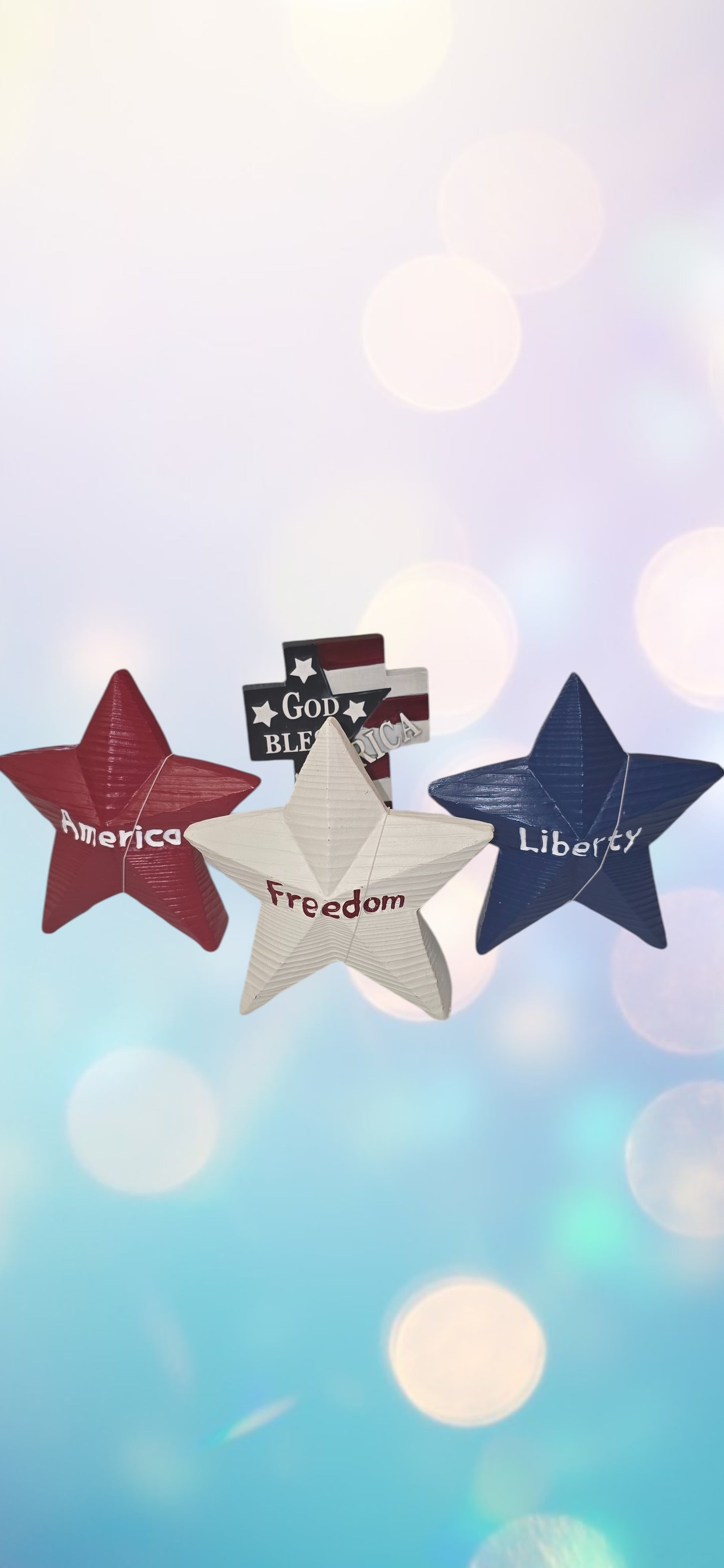 Patriotic Wooden Star Decoration "Red America"