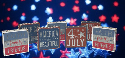 Patriotic Tabletop or Hanging Picture " Faith, Family and Friends"