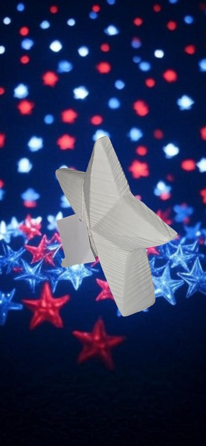 Patriotic Wooden Star Decoration : "White Star Freedom"