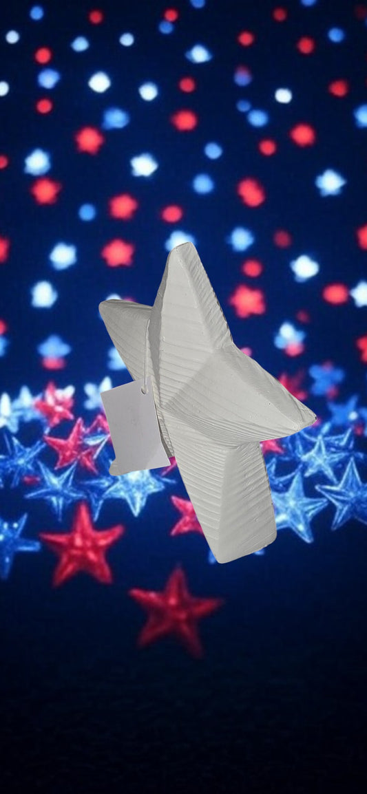 Patriotic Wooden Star Decoration : "White Star Freedom"