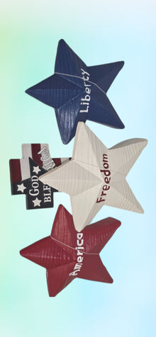 Patriotic Wooden Star Decoration : "White Star Freedom"
