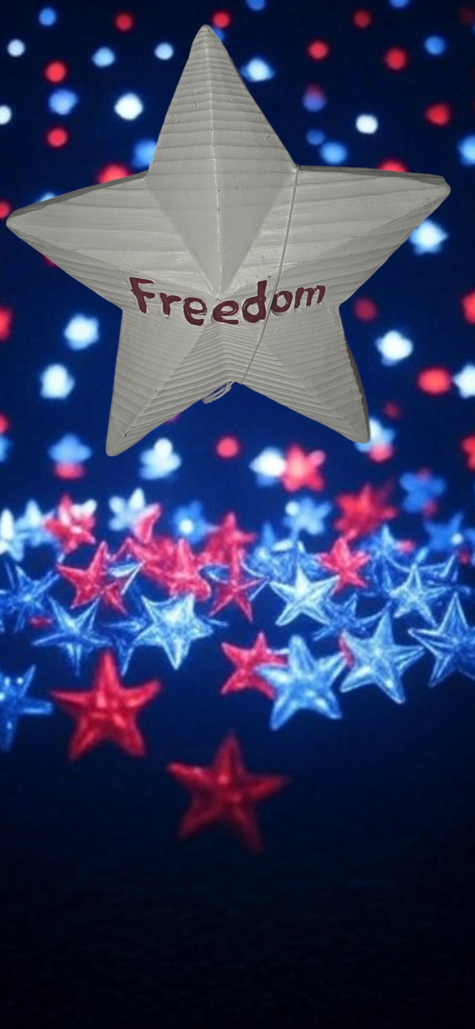 Patriotic Wooden Star Decoration : "White Star Freedom"