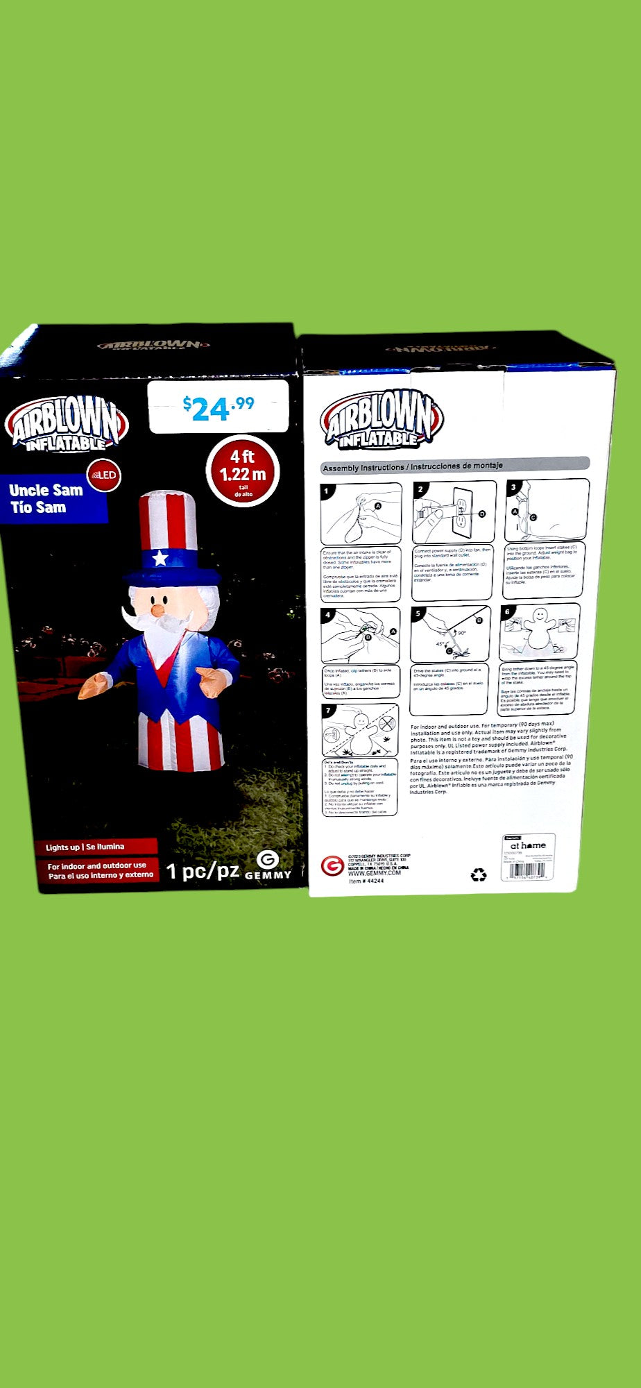 Inflatable Uncle Sam front yard decoration 4 ft tall