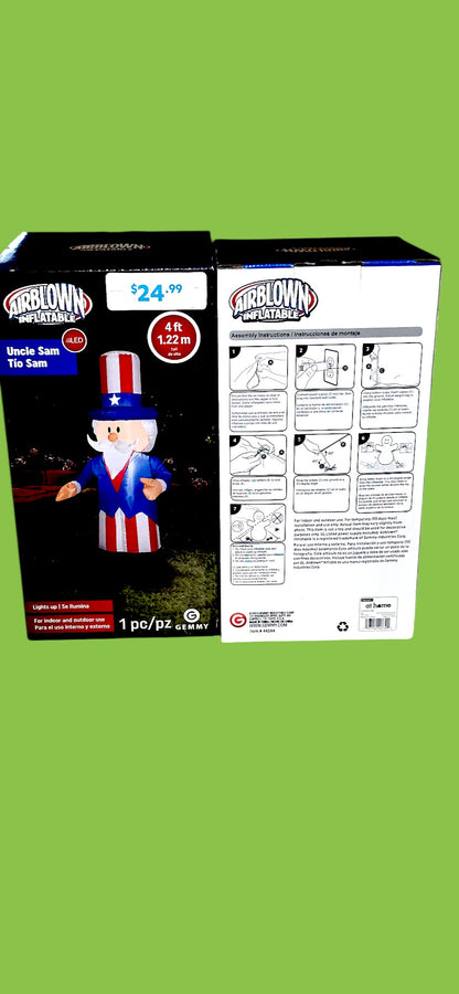 Inflatable Uncle Sam front yard decoration 4 ft tall