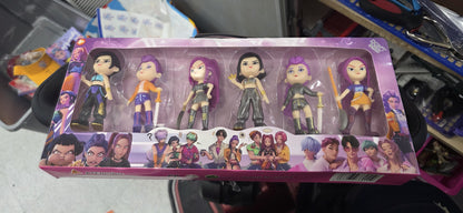 K-Pop Demon Hunters 6-Piece Action Figure Set (Rumi, Mira & Zoey) - Full Box Photo